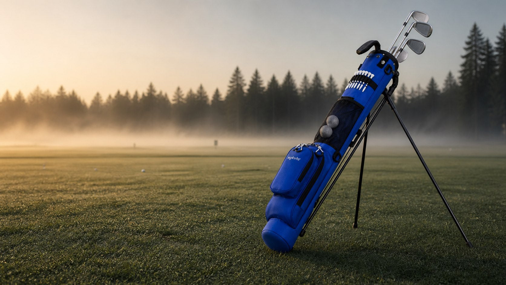 Bolsa de golf compacta sgkvhr en un campo al amanecer